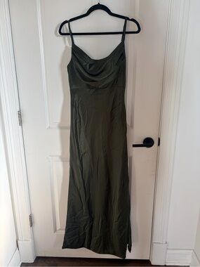 Revelry Olive Green Cowl Neck Maxi Dress